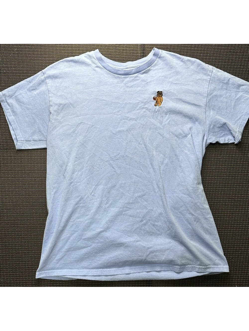Riot Society Bear T Shirt Mens L Blue Embroidered Graphic Streetwear Tee